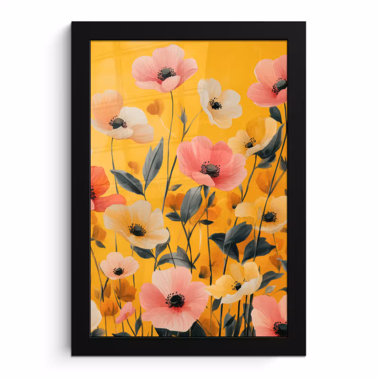 Poster met lijst - Bloemen - Veld - Geel — 1