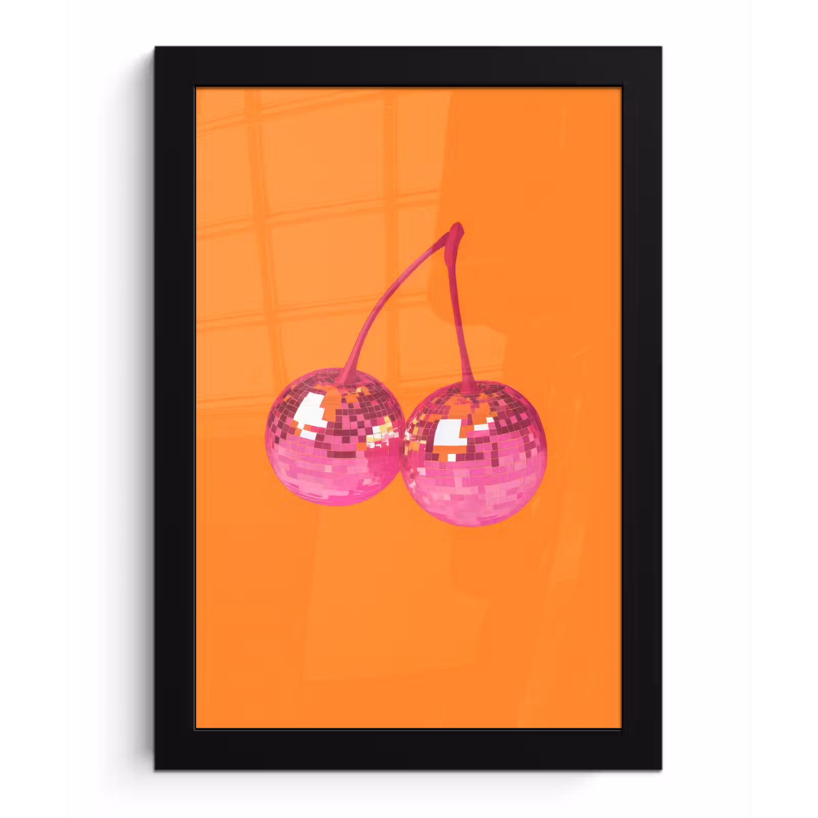 Poster met lijst - Discoballen - Kers - Spiegels - Roze — 1