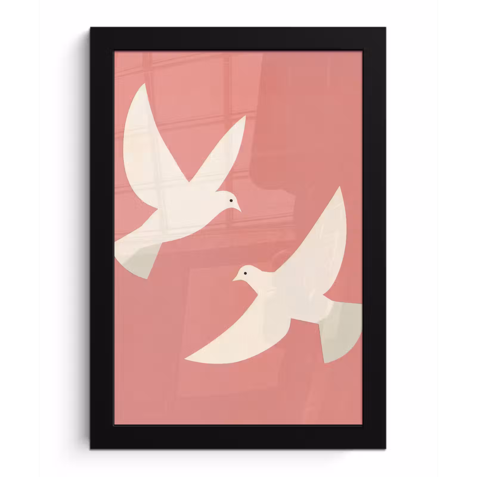 Poster met lijst - Duiven - Wit - Sierlijk — 1