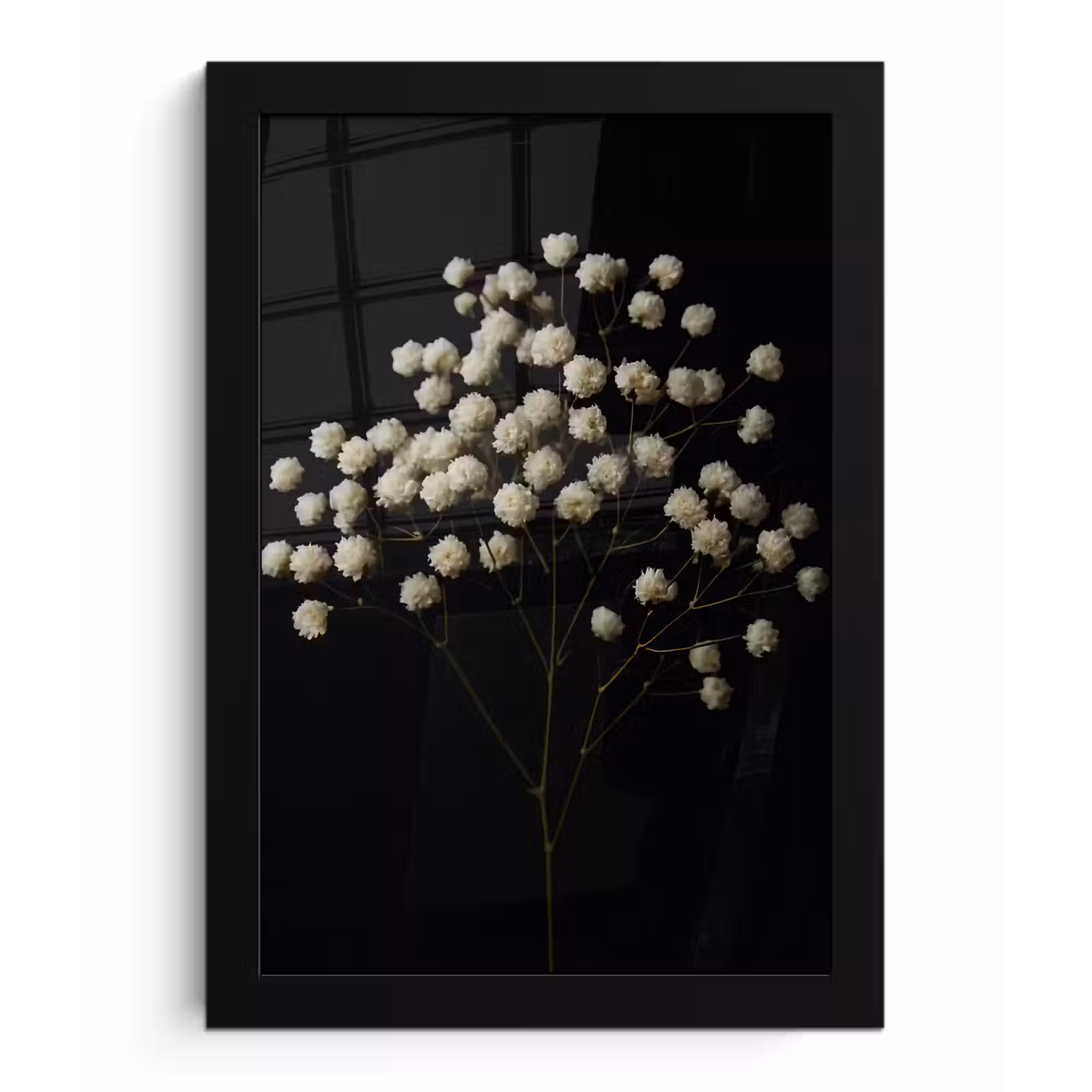 Poster met lijst - Gipskruid - Bloemetjes - Wit - Minimalistisch — 1