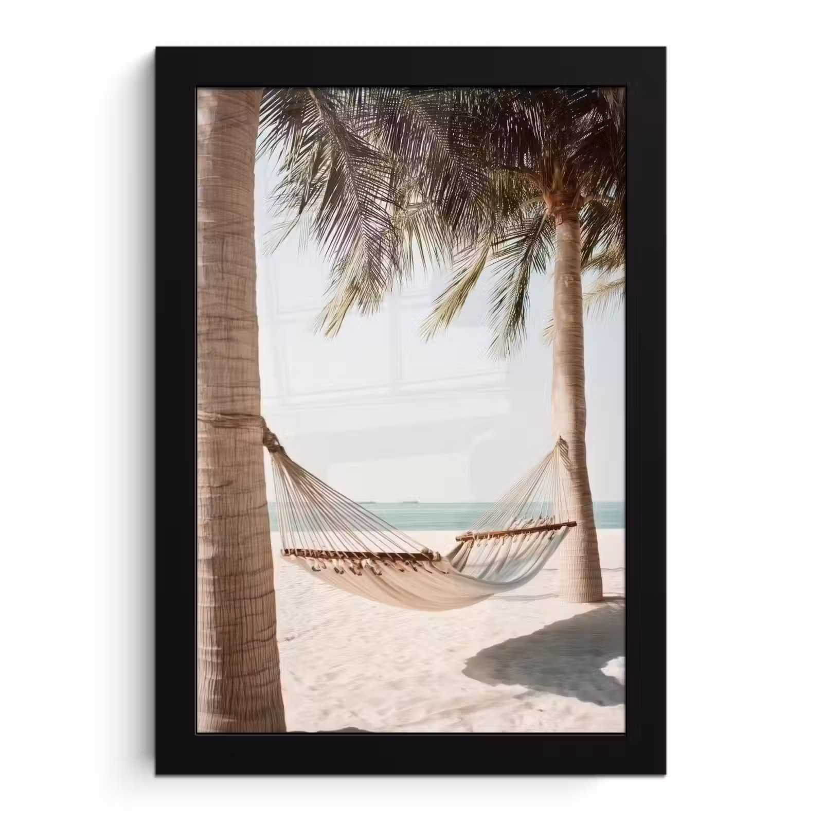 Poster met lijst - Hangmat - Palmbomen - Strand - Zee — 1