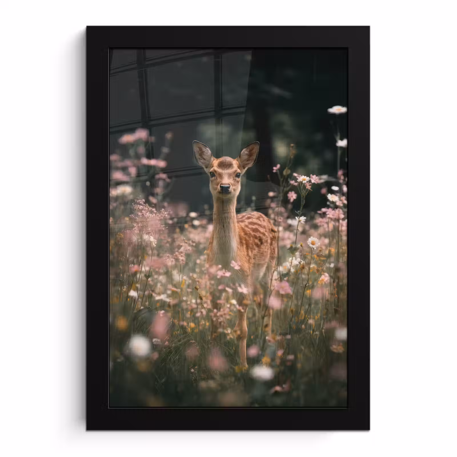 Poster met lijst - Hert - Wilde bloemen - Bos — 1