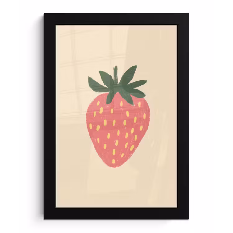 Poster met lijst - Aardbei - Minimalistisch - Rood - Fruit — 1