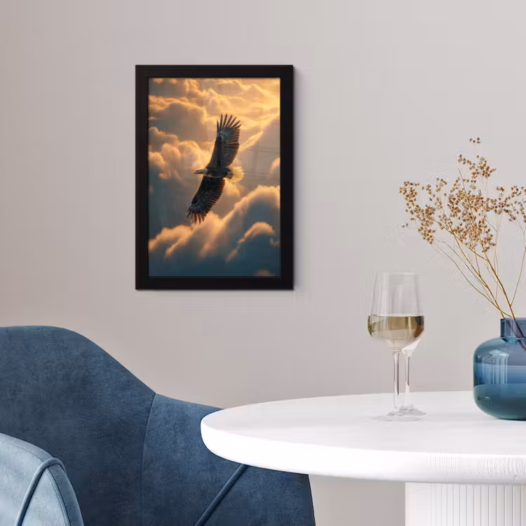 Poster met lijst - Adelaar - Wolken - Zon — 2