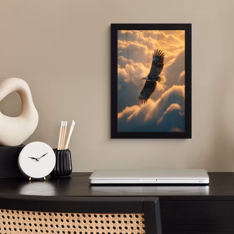 Poster met lijst - Adelaar - Wolken - Zon — 3