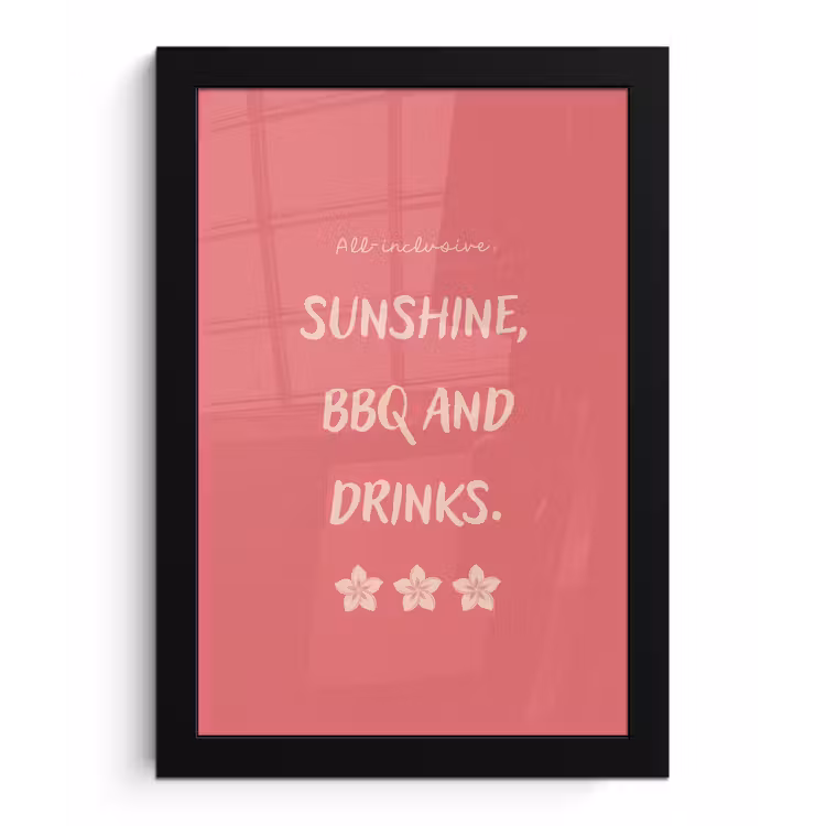 Poster met lijst - BBQ - Quote - Roze - Zomer — 1