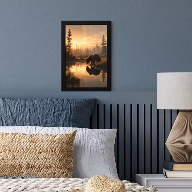 Poster met lijst - Beer - water - Bos - Ochtendlicht — 4