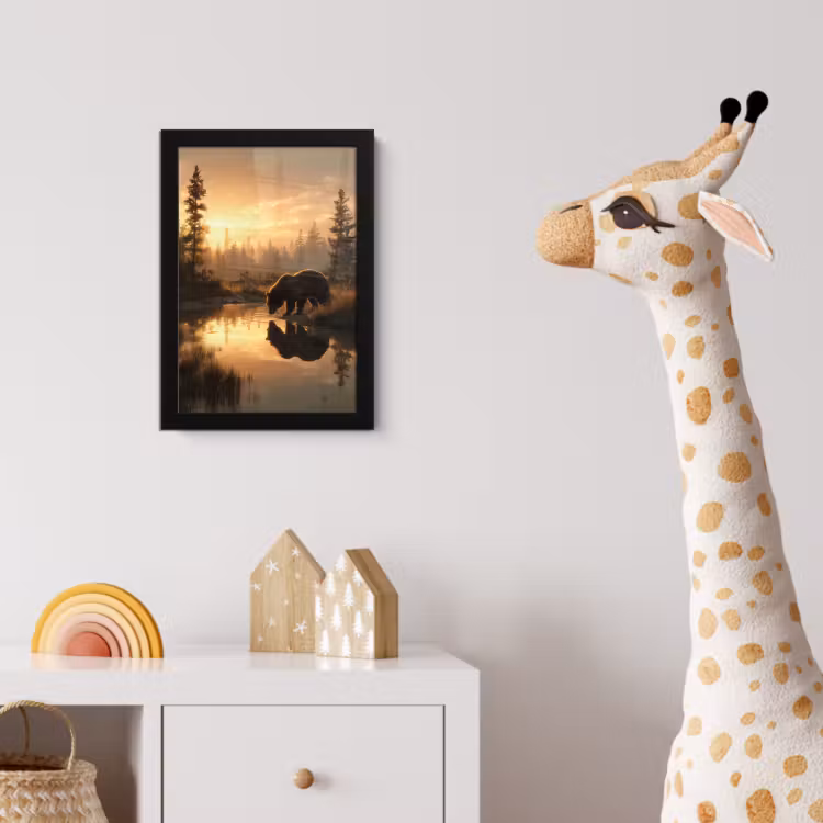Poster met lijst - Beer - water - Bos - Ochtendlicht — 5