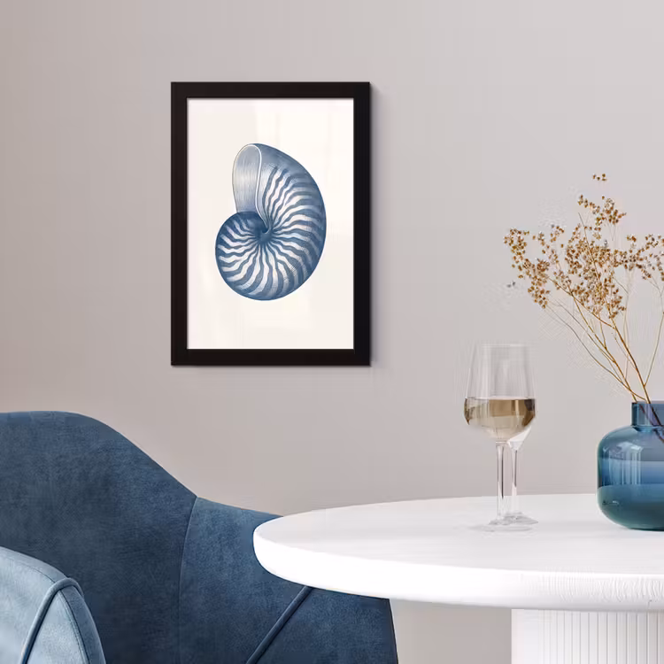 Poster met lijst - Blauw - Schelp - Spiraal — 2