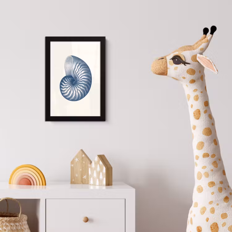 Poster met lijst - Blauw - Schelp - Spiraal — 5