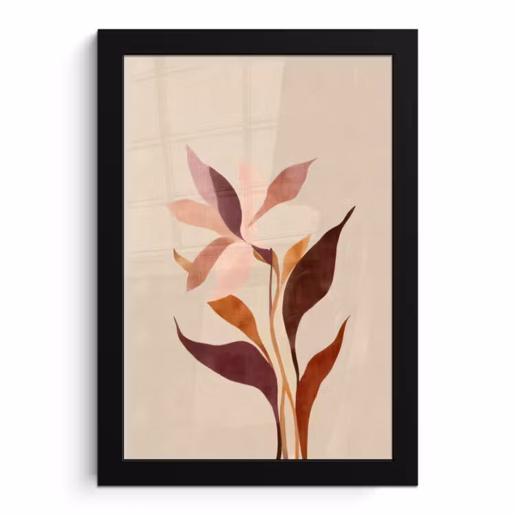 Poster met lijst - Bloemen - Blaadjes - Minimalistisch - Roze — 1