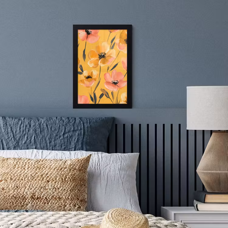 Poster met lijst - Bloemen - Geschilderd - Geel — 4