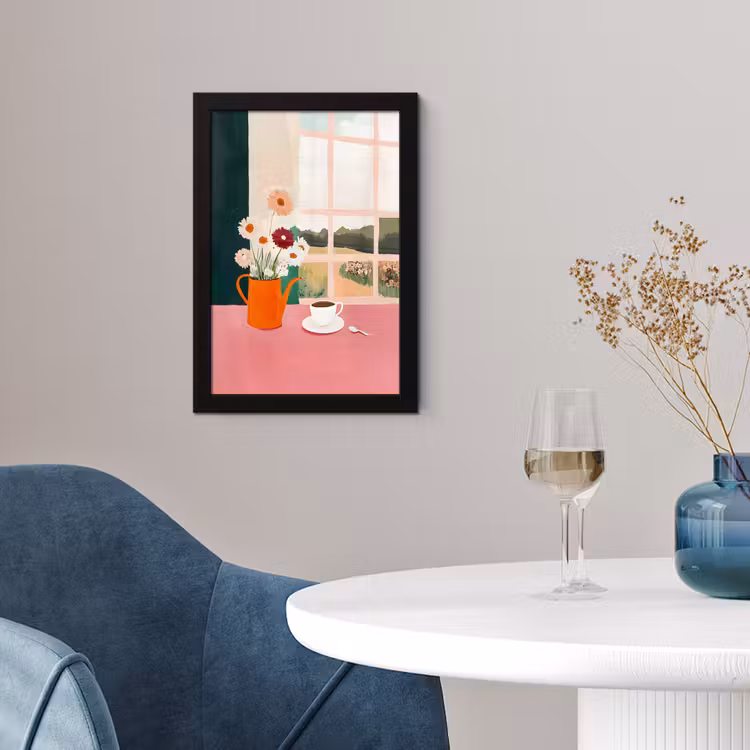 Poster met lijst - Bloemen - Koffie - Raam — 2