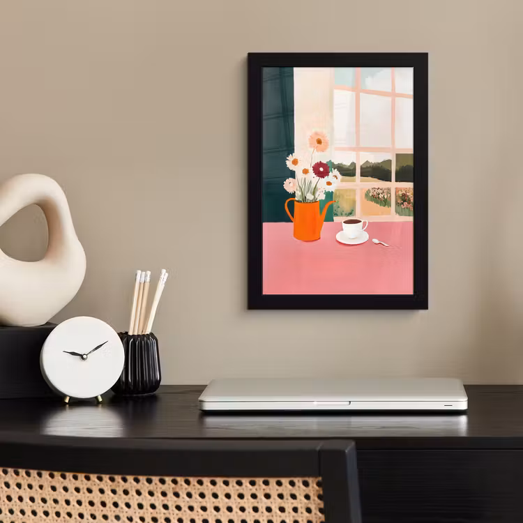 Poster met lijst - Bloemen - Koffie - Raam — 3