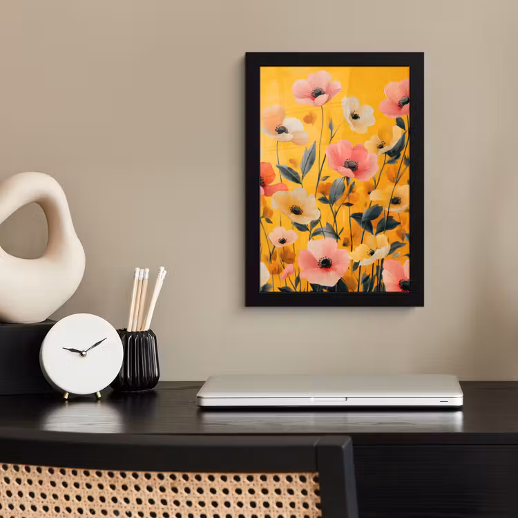 Poster met lijst - Bloemen - Veld - Geel — 3