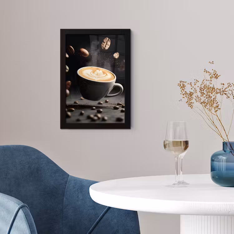 Poster met lijst - Cappuccino - Kop - Bonen - Bruin — 2