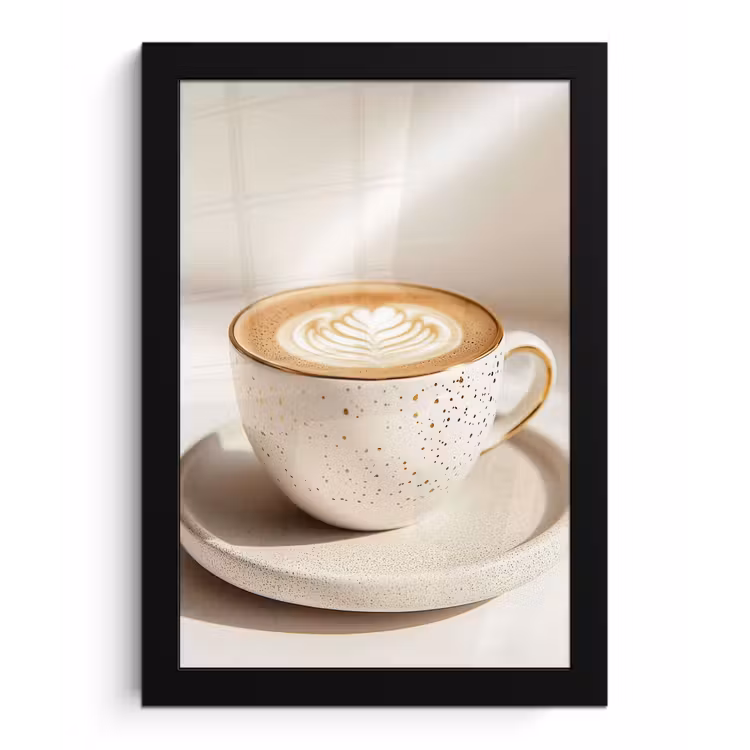 Poster met lijst - Cappuccino - Schuim - Schotel - Beige — 1
