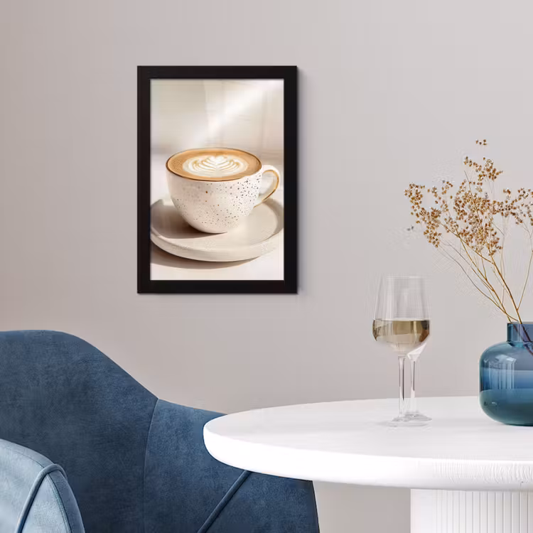 Poster met lijst - Cappuccino - Schuim - Schotel - Beige — 2