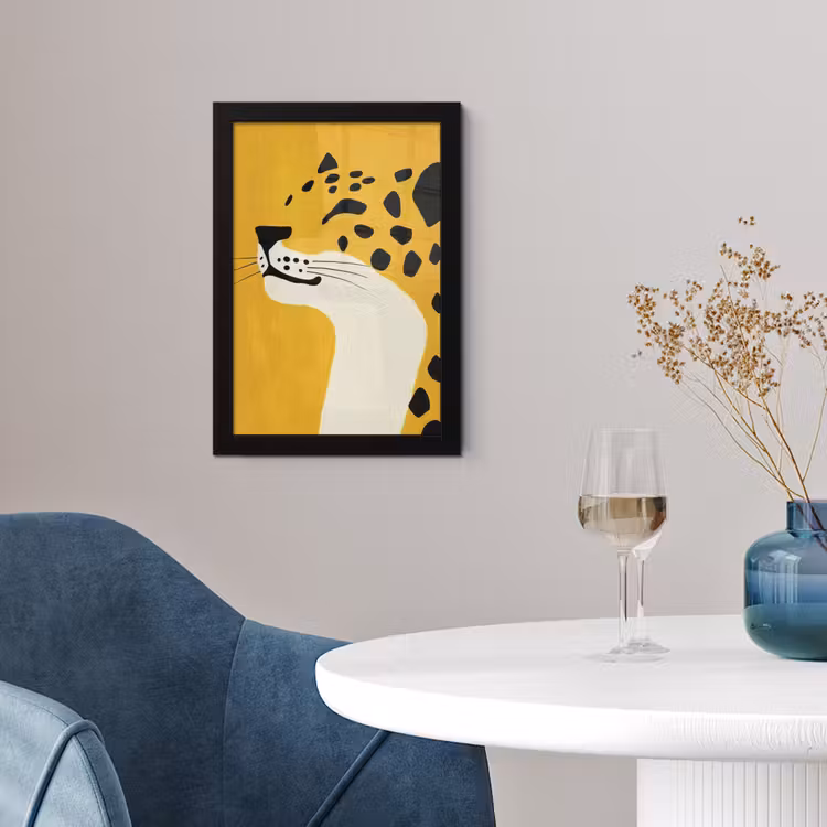 Poster met lijst - Cheetah - Illustratie - Geel — 2
