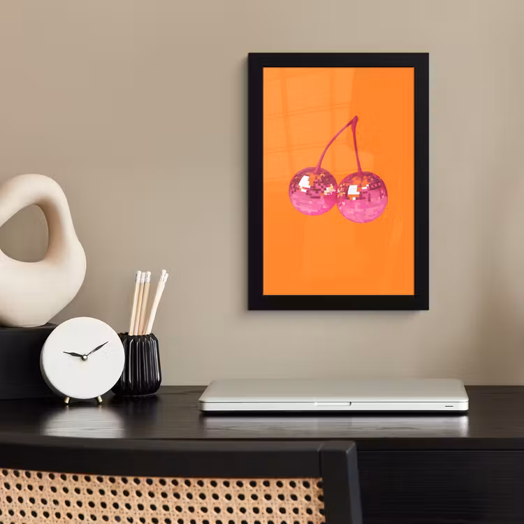 Poster met lijst - Discoballen - Kers - Spiegels - Roze — 3