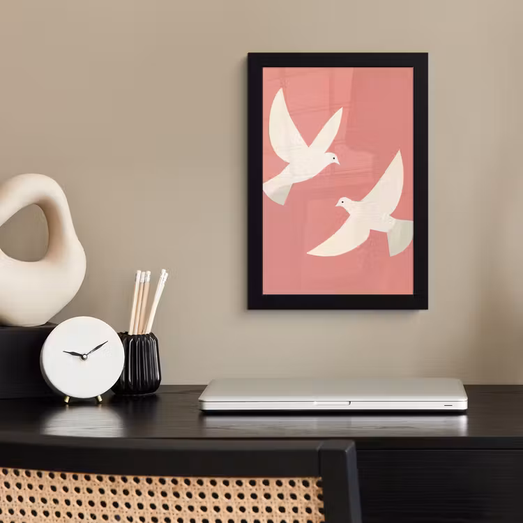 Poster met lijst - Duiven - Wit - Sierlijk — 3