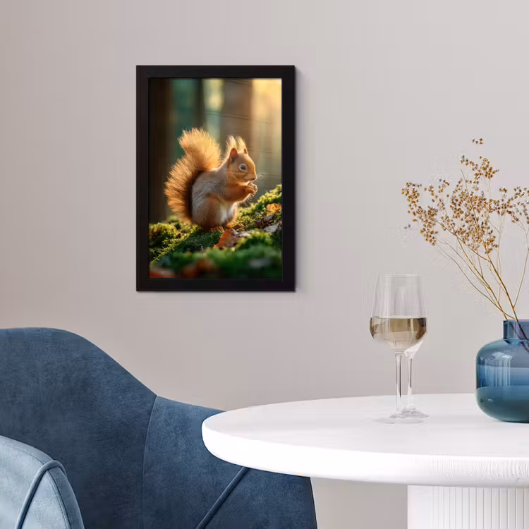 Poster met lijst - Eekhoorn - Nootje - Gras — 2