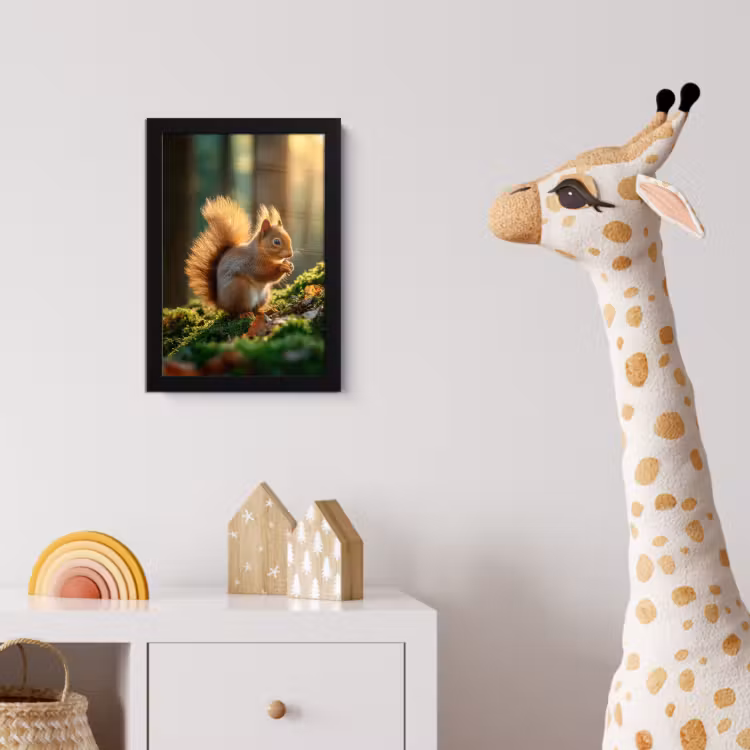 Poster met lijst - Eekhoorn - Nootje - Gras — 5