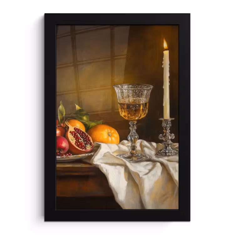 Poster met lijst - Fruit - Stilleven - Wijn - Kaars — 1