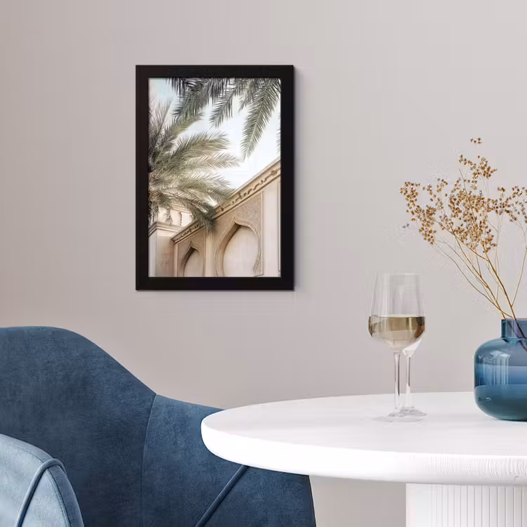 Poster met lijst - Gebouw - Palmbomen - Beige - Zon — 2