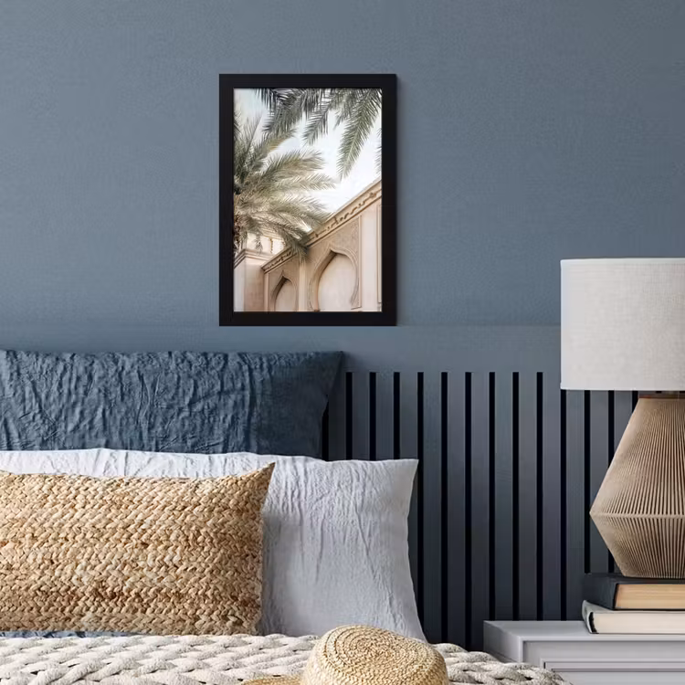 Poster met lijst - Gebouw - Palmbomen - Beige - Zon — 4