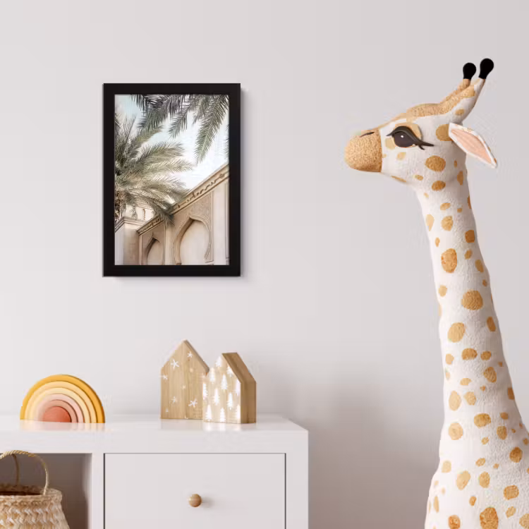 Poster met lijst - Gebouw - Palmbomen - Beige - Zon — 5