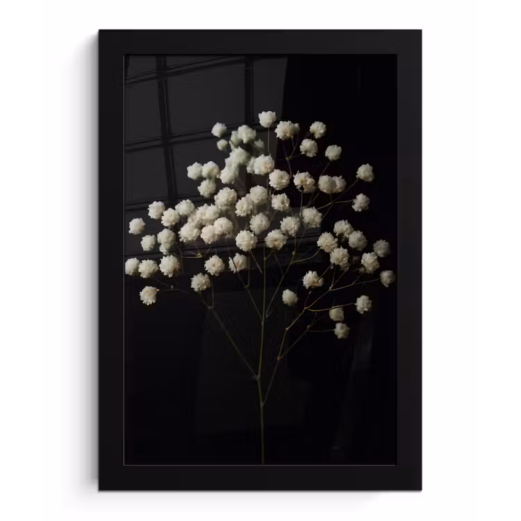 Poster met lijst - Gipskruid - Bloemetjes - Wit - Minimalistisch — 1
