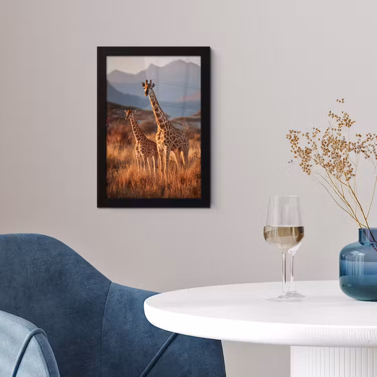 Poster met lijst - Giraffen - Hoog gras - Acaciabomen — 2