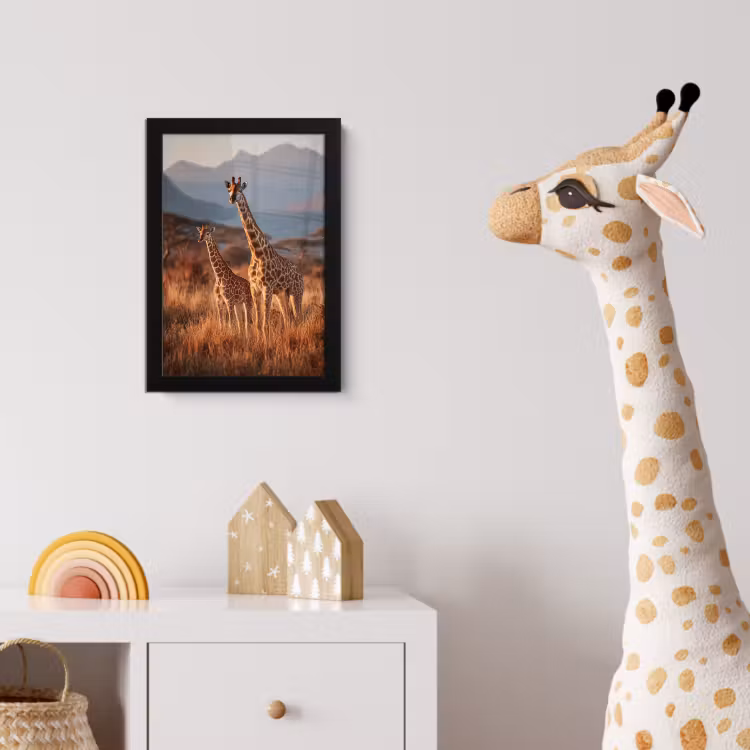 Poster met lijst - Giraffen - Hoog gras - Acaciabomen — 5