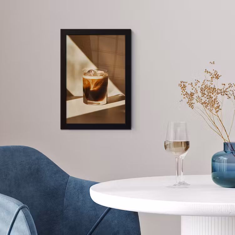 Poster met lijst - Glas - Ijskoffie - Schaduw - Bruin — 2