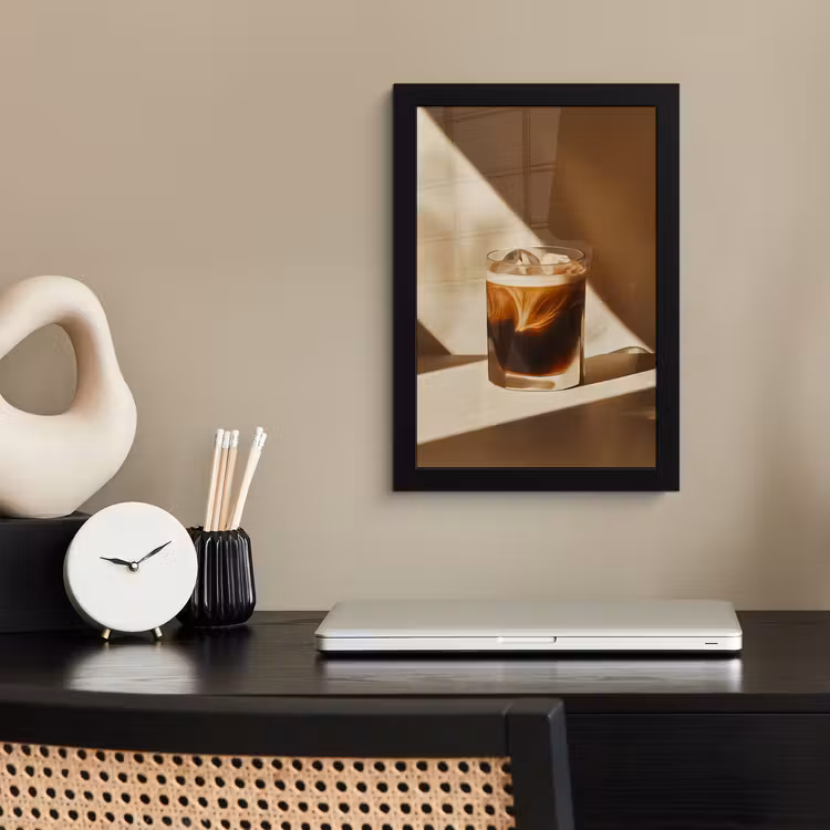 Poster met lijst - Glas - Ijskoffie - Schaduw - Bruin — 3