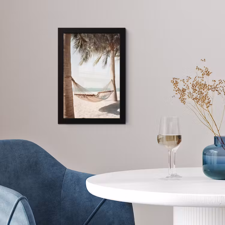 Poster met lijst - Hangmat - Palmbomen - Strand - Zee — 2