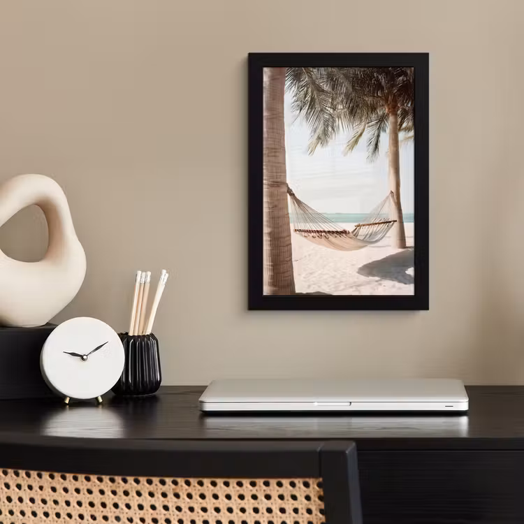 Poster met lijst - Hangmat - Palmbomen - Strand - Zee — 3