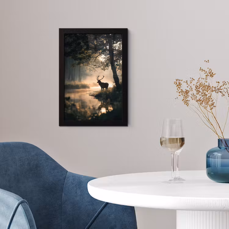 Poster met lijst - Hert - Bosbeek - Mystiek — 2