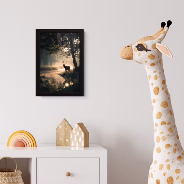 Poster met lijst - Hert - Bosbeek - Mystiek — 5