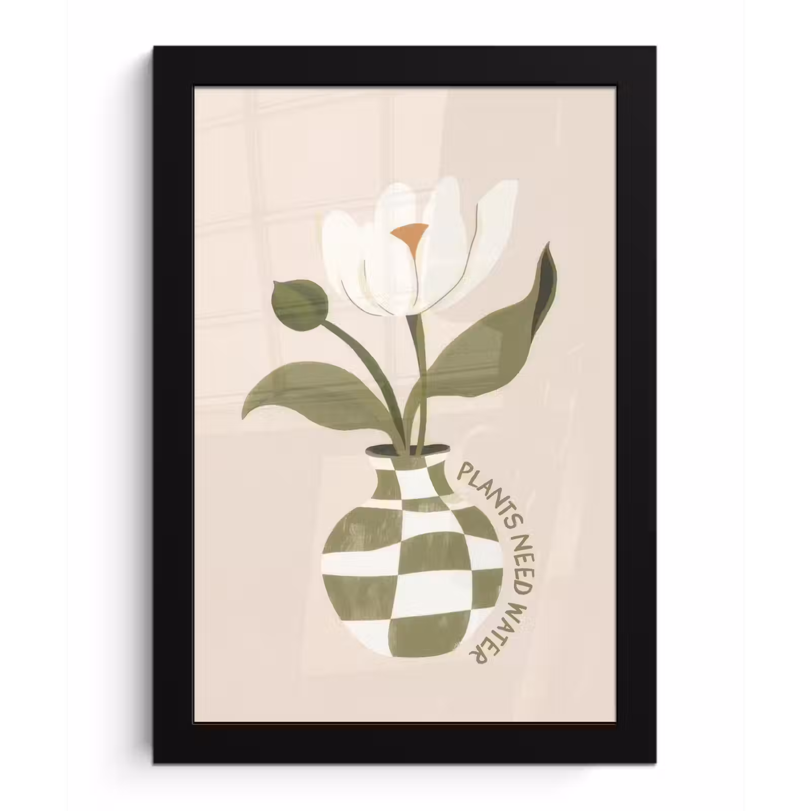 Poster met lijst - Bloem - Wit - Vaas - Quote — 1
