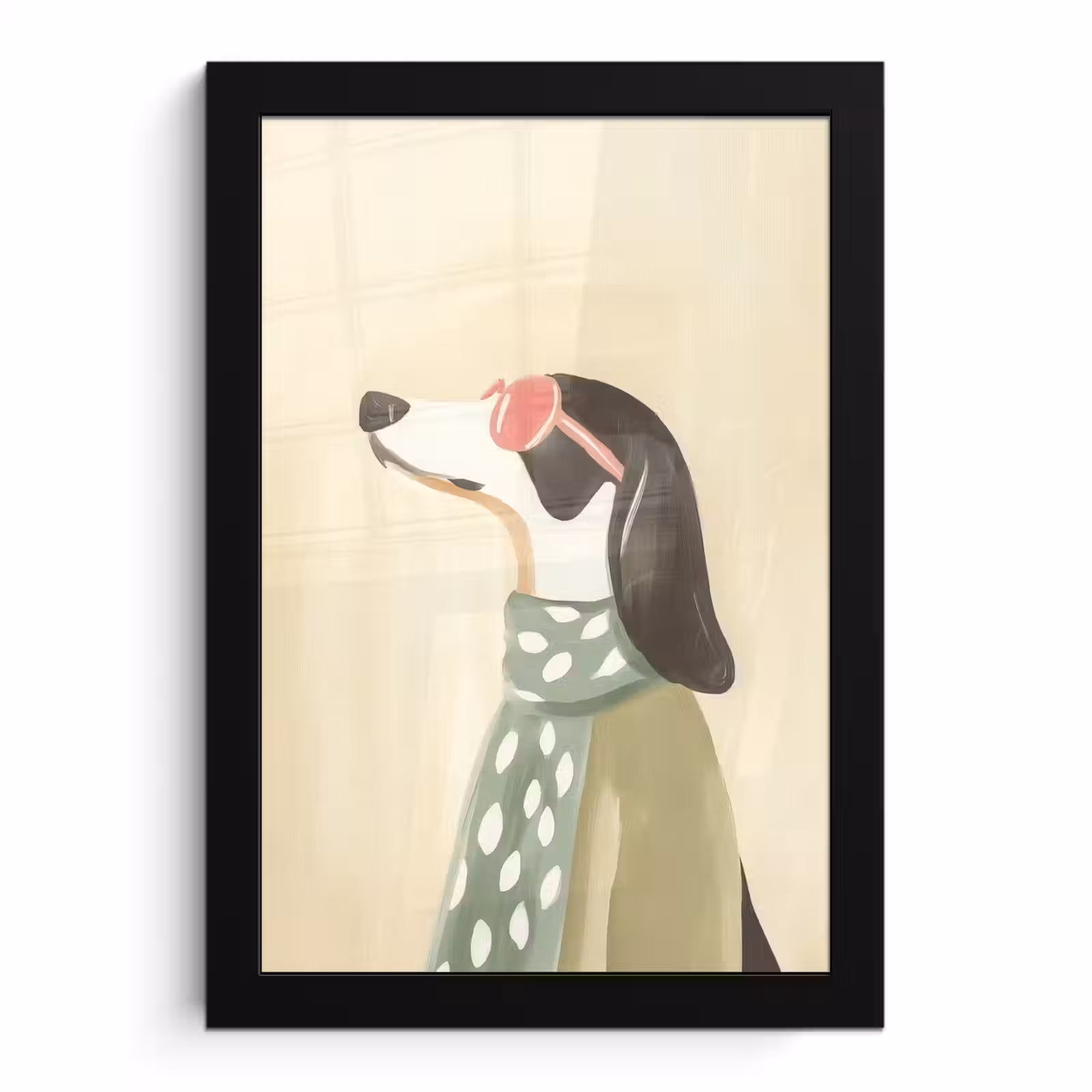 Poster met lijst - Hond - Zonnebril - Sjaal — 1