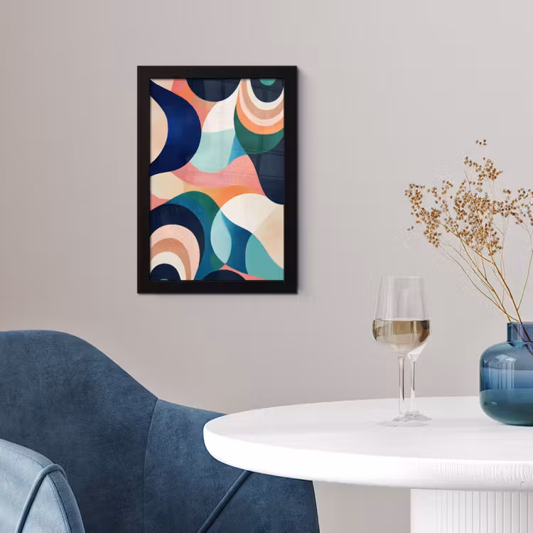 Poster met lijst - Abstract - Blauw - Roze — 2