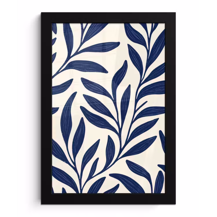 Poster met lijst - Bladeren - Klimop - Donkerblauw — 1