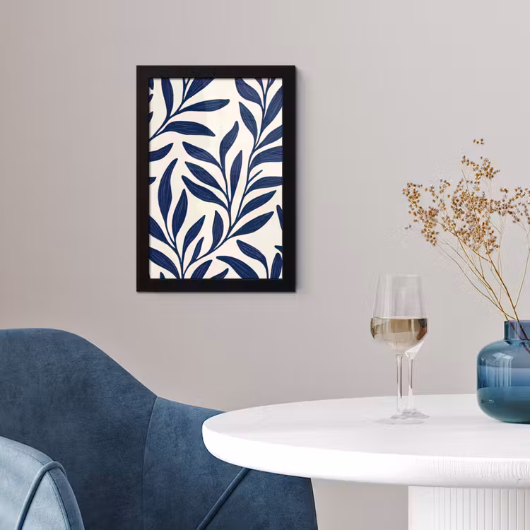 Poster met lijst - Bladeren - Klimop - Donkerblauw — 2