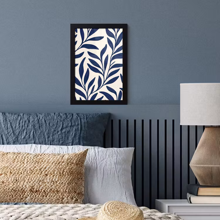 Poster met lijst - Bladeren - Klimop - Donkerblauw — 4