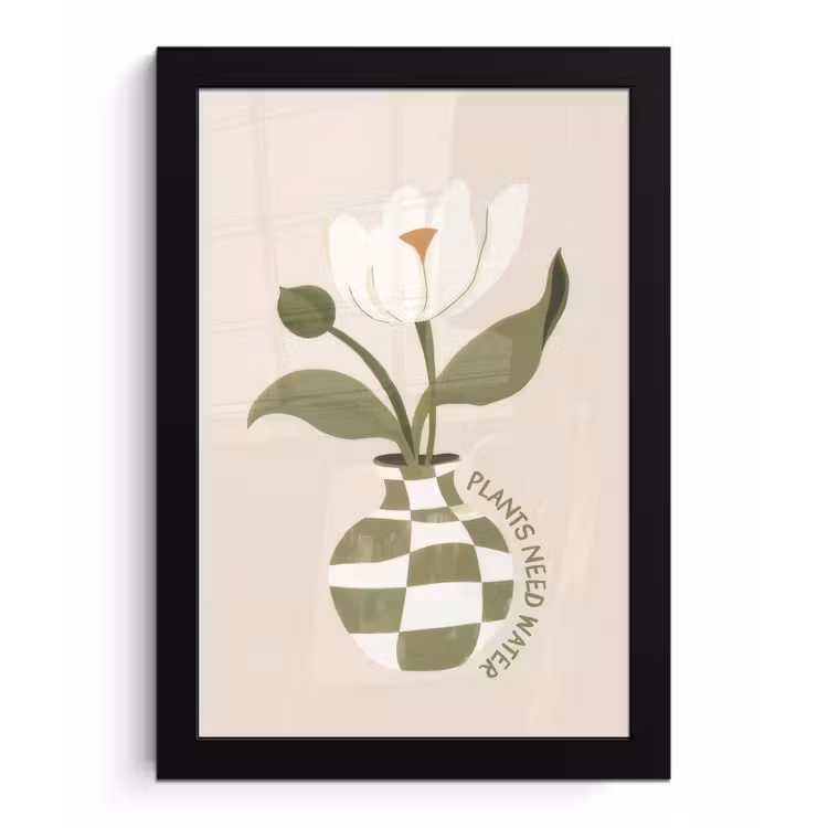 Poster met lijst - Bloem - Wit - Vaas - Quote — 1