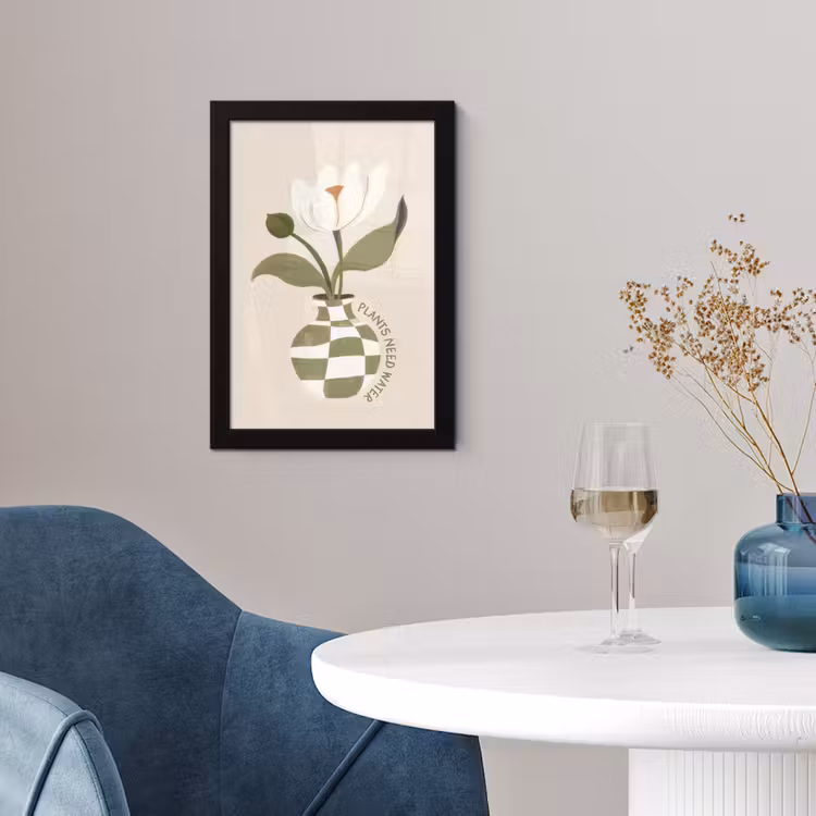 Poster met lijst - Bloem - Wit - Vaas - Quote — 2