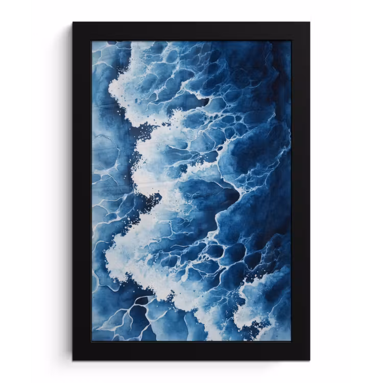 Poster met lijst - Golven - Blauw - Schuim — 1