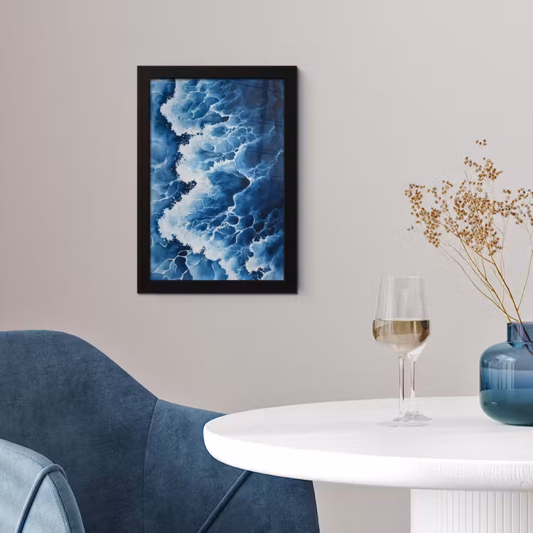 Poster met lijst - Golven - Blauw - Schuim — 2